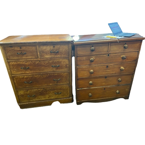 484 - Pine chest of 2 short over 3 long graduated drawers 107cm w x 56 cm d x 125 cm h, and another chest ... 