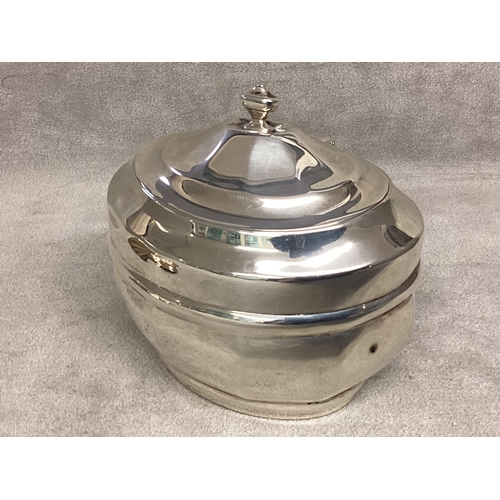 5 - A Sterling silver tea caddy together with a silver scallop dish, 95g