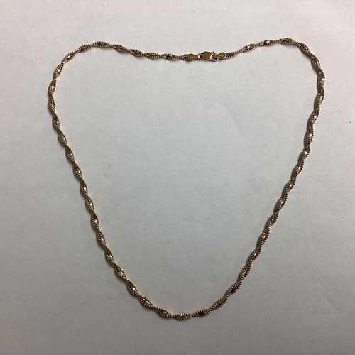 53 - An 18ct bi-coloured gold necklace of beaded rope twist design 9.9g, 42cm