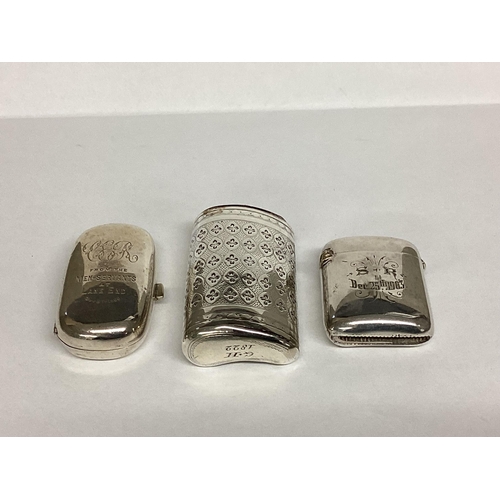 7 - A Sterling Silver Georgian Pocket snuff together with a sterling vesta case and sovereign case. Vari... 