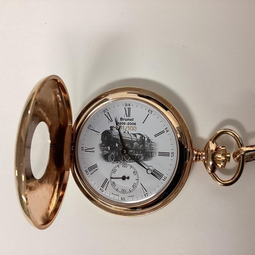 71 - A limited edition gold plated pocket watch and Albert to celebrate 200th anniversary of Isambard Kin... 