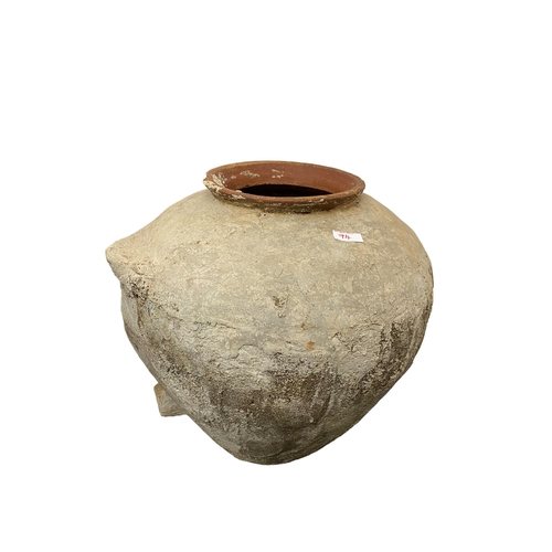 74 - Four similar terracotta bulbous pots, tallest approx. 55cm H, all with some wear and rustic, see ima... 