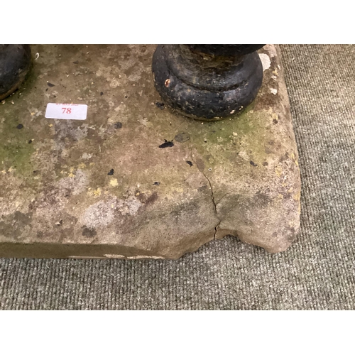 78 - Large  pillared boot scraper on a weathered base, some wear, as found