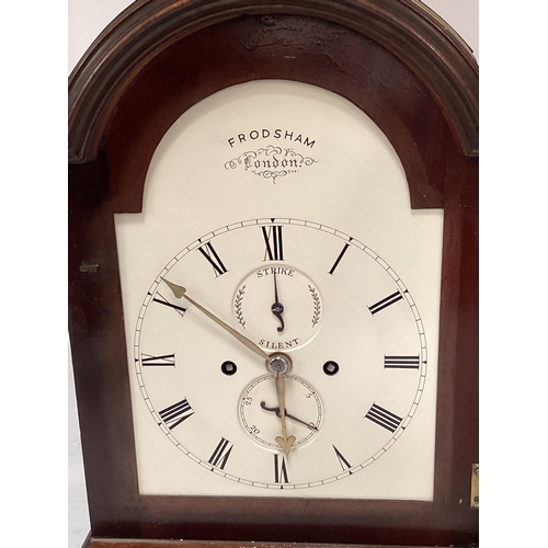 90 - Early C19th mahogany cased done topped bracket clock, white enamelled face, signed Frodsham of Londo... 