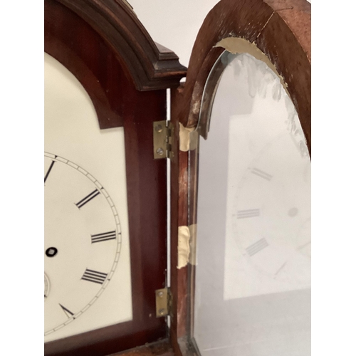 90 - Early C19th mahogany cased done topped bracket clock, white enamelled face, signed Frodsham of Londo... 