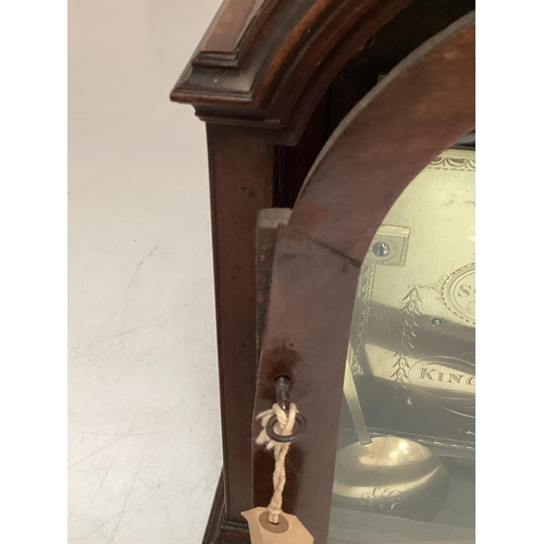 90 - Early C19th mahogany cased done topped bracket clock, white enamelled face, signed Frodsham of Londo... 