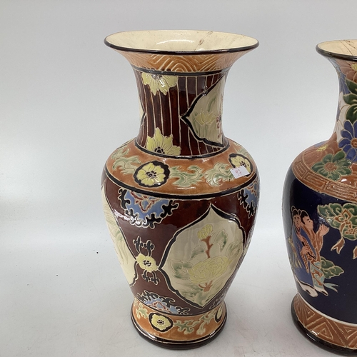 97 - Collection of oriental style ceramic items to include two large baluster vases (AF) pair of C19th fa... 