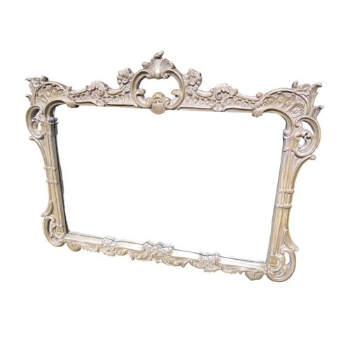 319 - A modern wall mirror, with decorative frame of scrolling foliage, 86H  x 109W cm