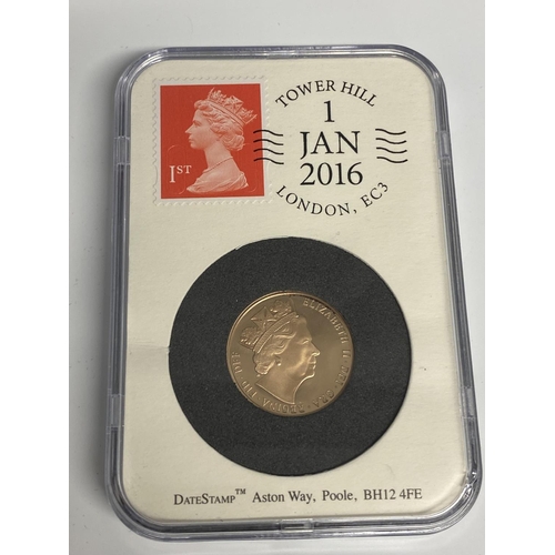 102 - A dates stamp first 01/01/2016 UK 2 coin gold set, a 2016 sovereign with 2016 gold Britannia, in pre... 