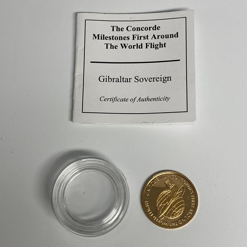 109 - A Gibraltar sovereign, Concorde, milestone 1st around the world flight with COA