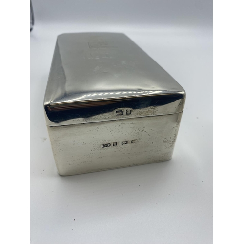 11 - Sterling Silver cedar lined cigarette box, by Elkington & Co, Birmingham 1904, 18 cm x 8 x 6; and a ... 