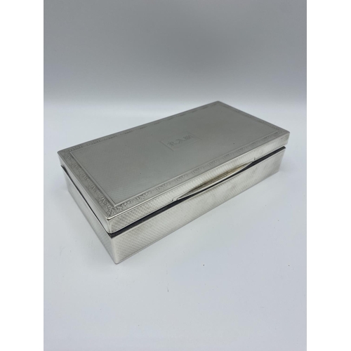 11 - Sterling Silver cedar lined cigarette box, by Elkington & Co, Birmingham 1904, 18 cm x 8 x 6; and a ... 