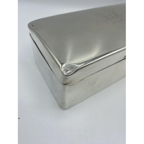 11 - Sterling Silver cedar lined cigarette box, by Elkington & Co, Birmingham 1904, 18 cm x 8 x 6; and a ... 