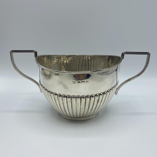 18 - Three piece sterling silver tea set, by William Adams, Birmingham, 1916, 850 grams