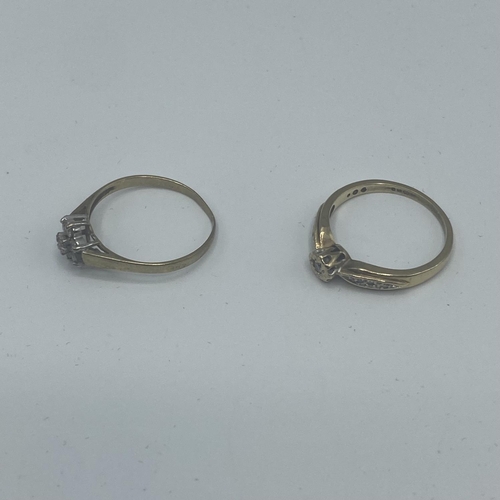 37 - Two 9ct gold diamond set rings, size K/M, 2.97g