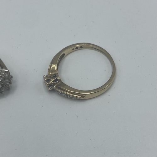 37 - Two 9ct gold diamond set rings, size K/M, 2.97g