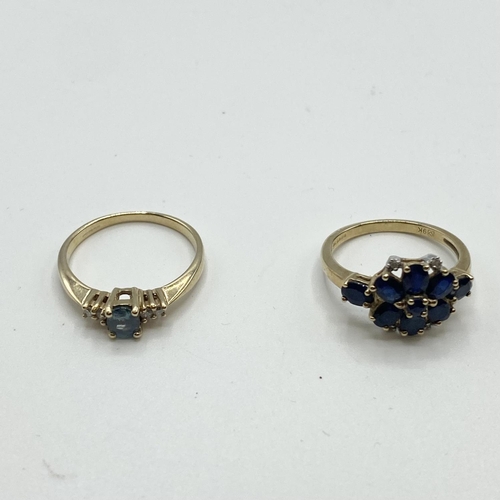 49 - Two 9ct gold gem set rings, size J/K 4.2 g