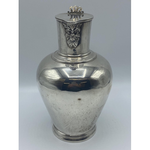 7 - Sterling silver lidded jug, on circular stepped foot, by John Wilmin Figg, London, 1837, 21.5otz