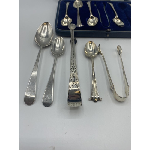 77 - A small collection of silver flatware. Various dates and makers.