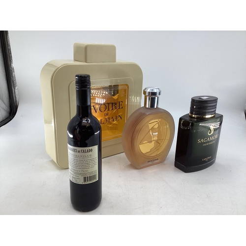 273 - Three shop display perfume Factice Lancome, Rochasivoire De Balmain Largest 38cm