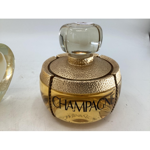 275 - Two shop display perfume Factice Lancome and Yves Saint Laurent Largest 23cm