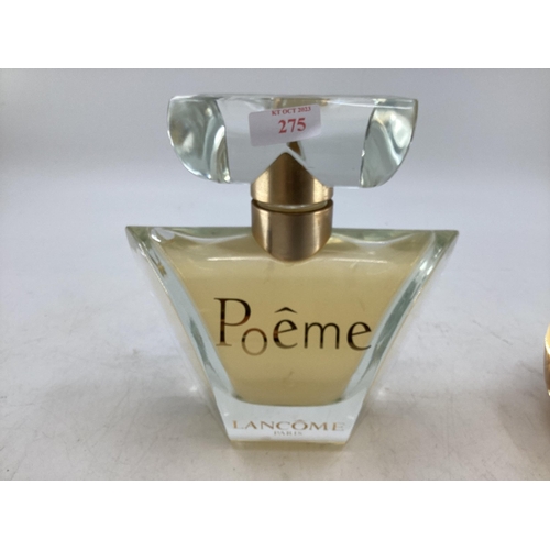 275 - Two shop display perfume Factice Lancome and Yves Saint Laurent Largest 23cm