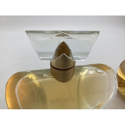 275 - Two shop display perfume Factice Lancome and Yves Saint Laurent Largest 23cm