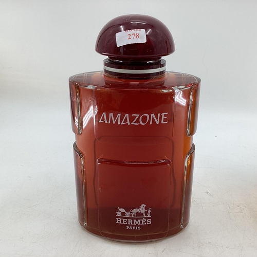 278 - Two shop display perfume Factice bottles, Hermes, Venezia and a small example of Ellie Sarr largest ... 