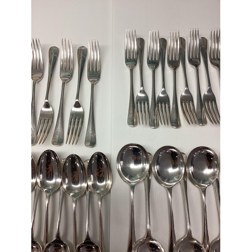 3 - A Sterling silver flatware service (110 pieces), approx 192ozt, initials FBD