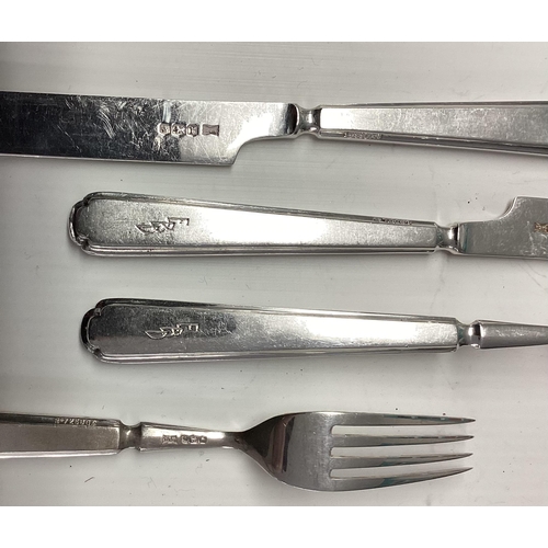 6 - Collection of 18 Knives and Forks, fish, fruit, Initials FBO,approx 73 ozt