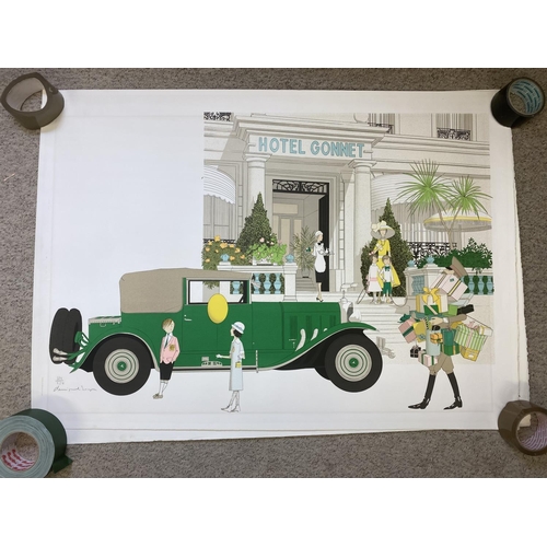 155 - Quantity of Denis Paul Noyer, unframed posters of Art Deco style vintage hotel scenes, including the... 