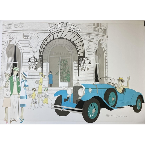 155 - Quantity of Denis Paul Noyer, unframed posters of Art Deco style vintage hotel scenes, including the... 