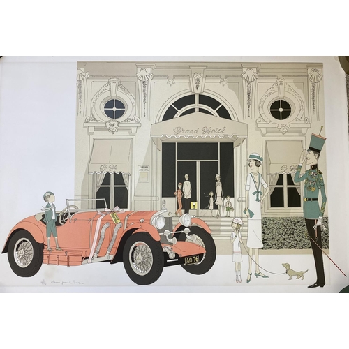 155 - Quantity of Denis Paul Noyer, unframed posters of Art Deco style vintage hotel scenes, including the... 