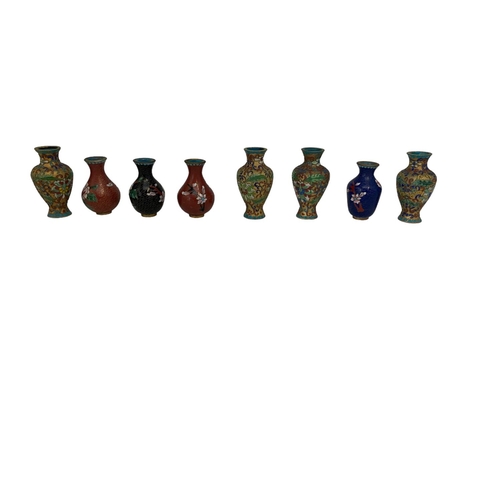 197 - A set of eight miniature cloisonne bottles, in presentation box