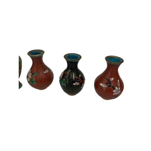 197 - A set of eight miniature cloisonne bottles, in presentation box