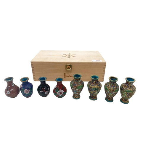 197 - A set of eight miniature cloisonne bottles, in presentation box