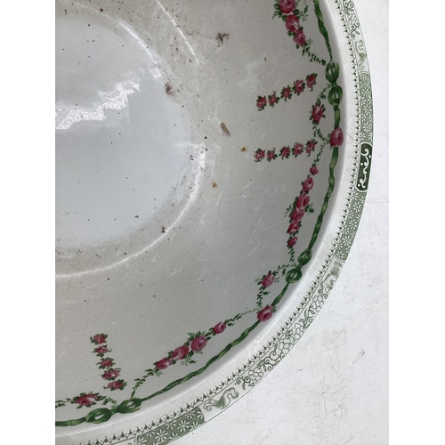 203 - A large Royal Doulton footed presentation bowl in blue floral and gilt pattern, 31cmDiam, a large wa... 