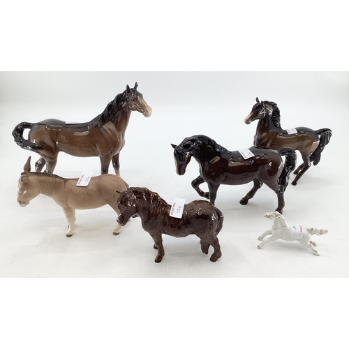 224 - A collection of Beswick Horses, together with a Beswick Donkey and a small Blanc De Chine model of a... 