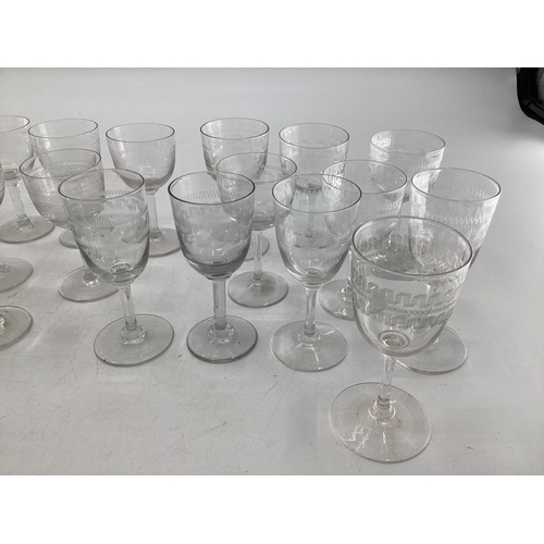 232 - A mixed collection of glassware to include Venetian glass vase, Edwardian etched glasses, and Swarov... 