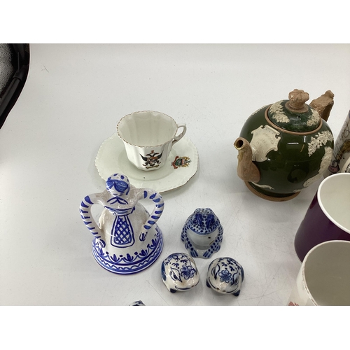 326 - Quantity of Goss crested China ware, and Commemorative memorabilia mugs, and a Copeland Spode Victor... 