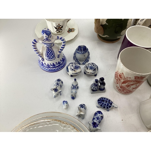 326 - Quantity of Goss crested China ware, and Commemorative memorabilia mugs, and a Copeland Spode Victor... 