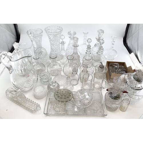 348 - Collection of decanters, C19th & C20th examples, with other items of cut and moulded glass