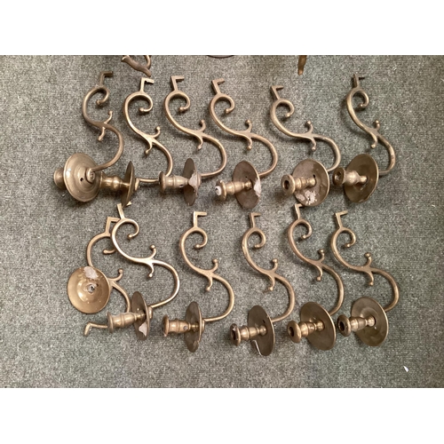 393 - A pair of brass six branch ceiling chandleries