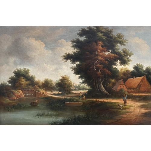 469 - ALLESSANDRO MAFFEI CIRCA 1790-1859, Italian, Oil on canvas, Country River Scene, signed lower right,... 