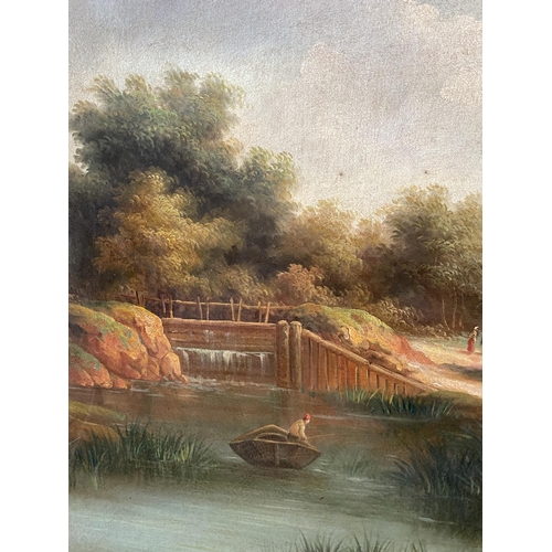 469 - ALLESSANDRO MAFFEI CIRCA 1790-1859, Italian, Oil on canvas, Country River Scene, signed lower right,... 