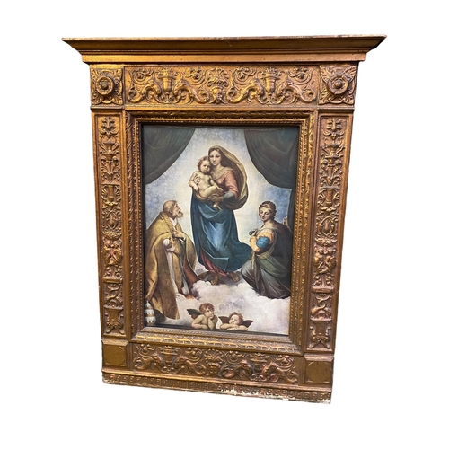 471 - Print of the Sistine Madonna by Raphael in an unglazed gilt frame, 53 x 38cm, Kensington House Clear... 