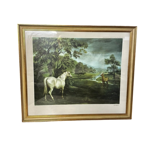 478 - Susan Crawford, gilt glazed print, Grey Mare and Foal, signed to border in pencil lower right, 58 x ... 