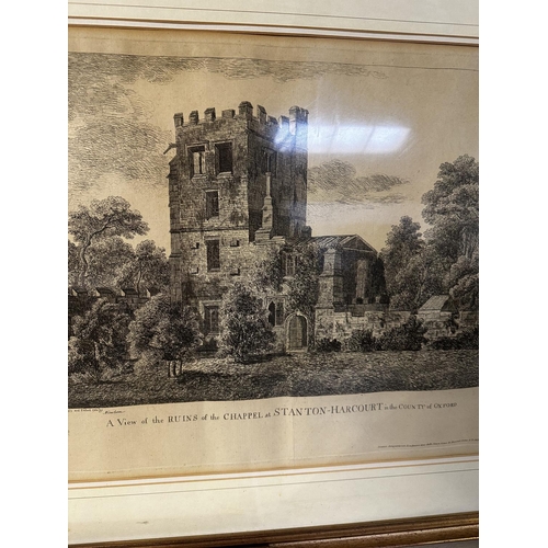 499 - After Paul Sandby, A set of 3 framed and gilt glazed black and white lithographs prints, titled to m... 