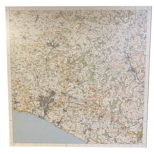 509 - A OS Map mounted on board of South Dorset to include Bridport, 85 x 85cm