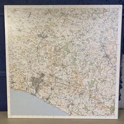 509 - A OS Map mounted on board of South Dorset to include Bridport, 85 x 85cm